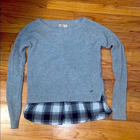 Hollister Sweaters - Hollister Grey Sweater with Flannel